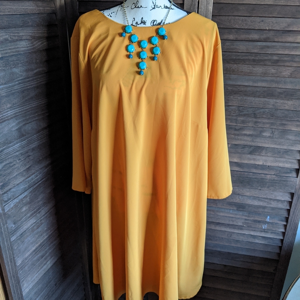 ASOS Plus Mustard Shift Dress-18